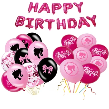 10шт Кукла Барби Воздушный шар Розовая буква в стиле принцессы 12 дюймов Свадьба День Рождения Тематическая вечеринка Украшения Аксессуары Игрушки для девочек Подарок
