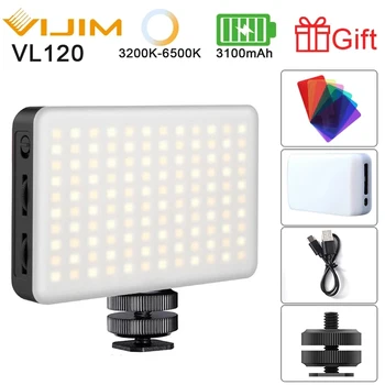 VIJIM VL120 светодиодный Светильник для Видеокамеры 3200 k-6500 K 3100mAh С Регулируемой Яркостью Студийная Лампа для Видеоблога Заполняющий Свет С Цветным фильтром RGB Softbox Диффузор