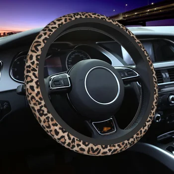 Автомобильный Гепард Леопард 38 см Универсальный автозащитный чехол Для авто Украшения Аксессуары для интерьера Крышка рулевого колеса