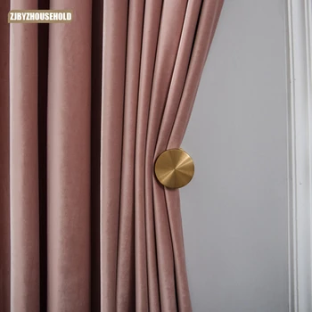 Королевские шторы для гостиной, столовой, спальни, современные скандинавские Высококачественные Грязно-розовые бархатные затемняющие