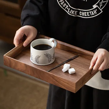 Лоток для хранения скандинавского ореха прямоугольный деревянный поднос Японская посуда тарелка из цельного дерева деревянный поднос чайный поднос