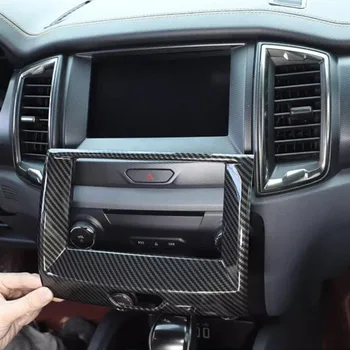 Наклейка на накладку Центральной навигационной рамы автомобиля из углеродного волокна ABS для Ford RANGER T7 T8 2015 + Аксессуары для салона автомобиля