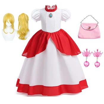 Новое платье принцессы персикового цвета для девочки, карнавальный костюм на Хэллоуин, детская одежда для выступлений, детские наряды для карнавальных вечеринок на день рождения