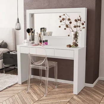 Современный туалетный столик Boahaus Calypso, белая отделка, Идеально подходит для спальни зеркала для спальни мебель для спальни
